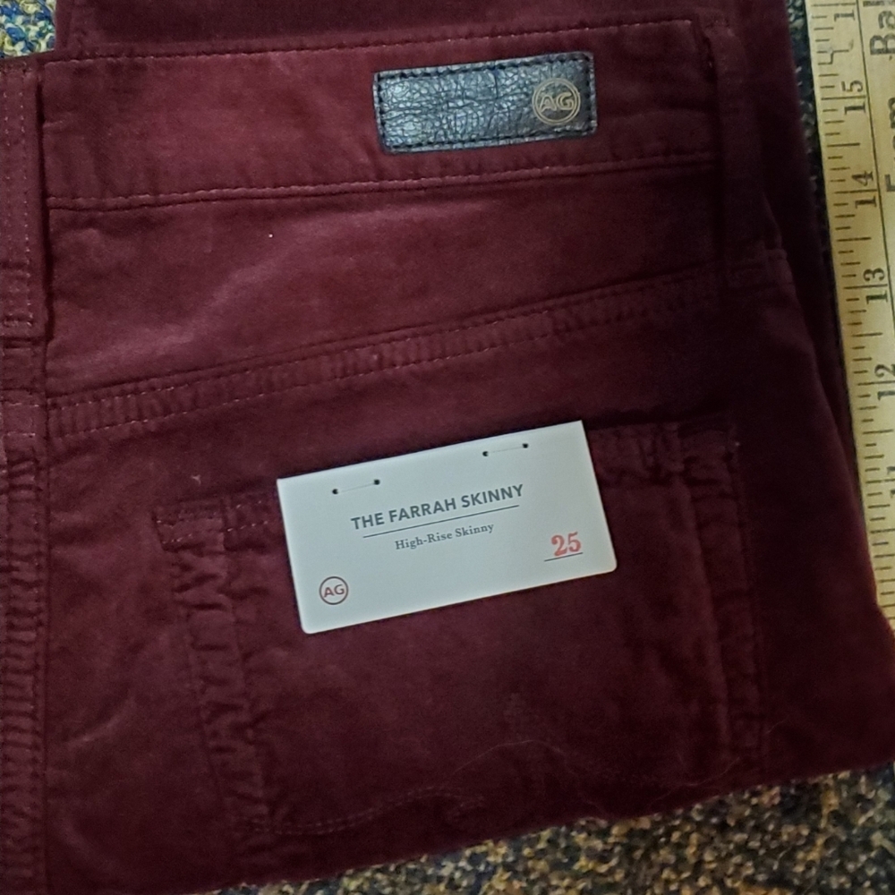 AG Adriano Goldschmied Farrah Skinny Burgundy Soft Denim Jeans 25R